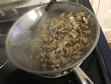 onions & Mushrooms in pan