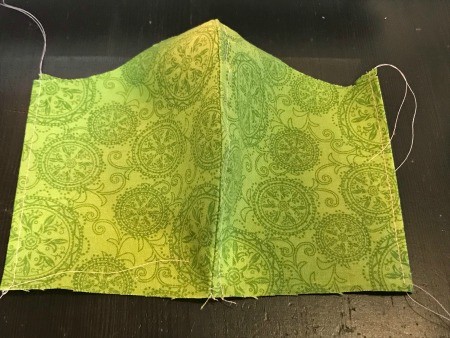 Non-Pleated Face Mask - view of the liner with ends sewn