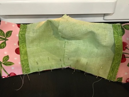 Non-Pleated Face Mask - pulled back photo of this step completed