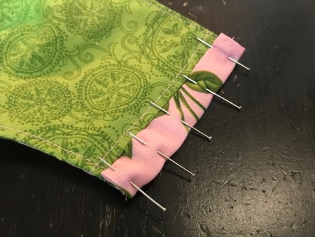 Non-Pleated Face Mask - fold again to rest right up against the liner and pin