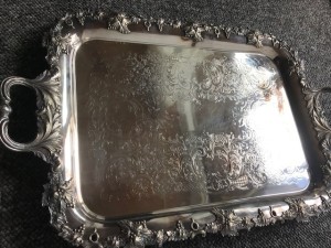 Identifying an Old English Silver or Silverplate Tray - ornate serving tray