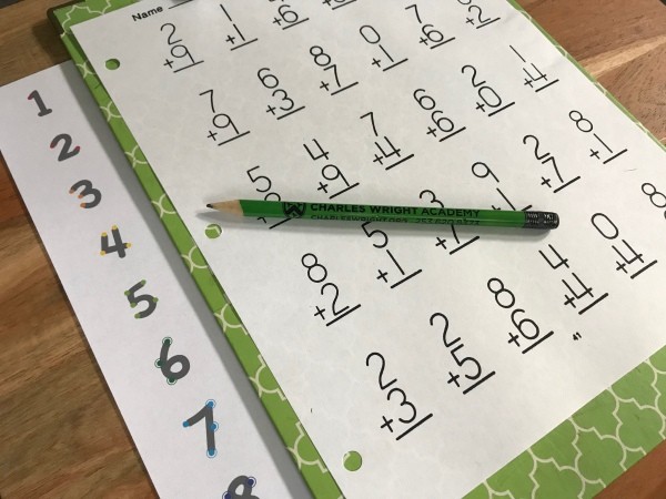 Touchpoint Math Key - key under worksheet with pencil