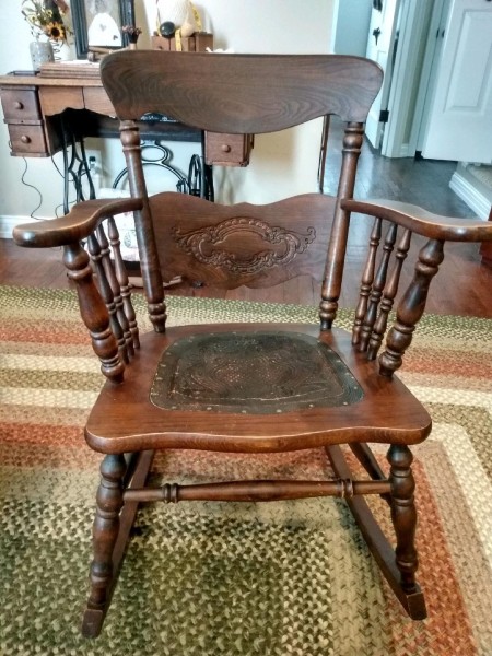 Age and Value of a Murphy Rocking Chair - antique rocking chair with leather on seat