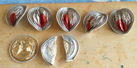 Orchid Made from Empty Nespresso Coffee Cups - folded and flattened capsules