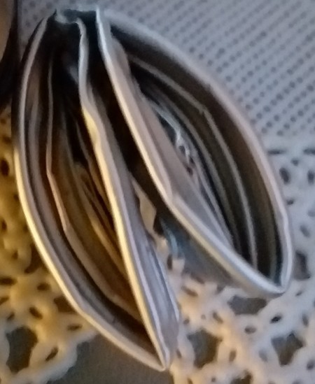 Orchid Made from Empty  Nespresso Coffee Cups - closeup of double fold and opened areas