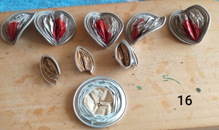 Orchid Made from Empty Nespresso Coffee Cups - back capsule, right side down on workspace