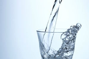 A glass of clear water.