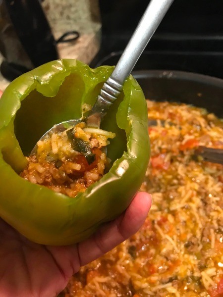 filling Green Peppers
