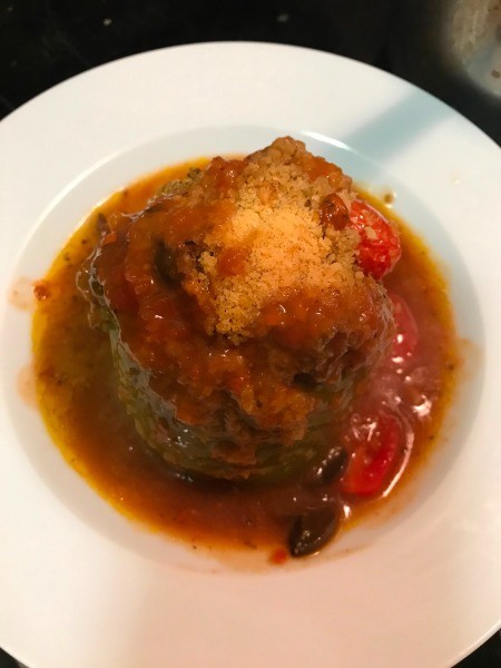 baked Stuffed Green Pepper in bowl