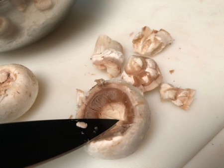 cutting stems out of Mushrooms