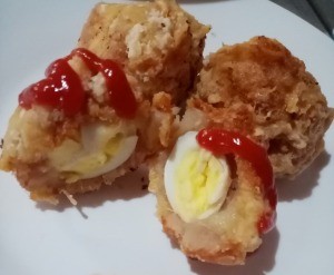 Egg Filled Tuna Croquettes on plate
