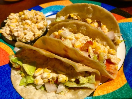 Mexican Street Corn Tacos on plate