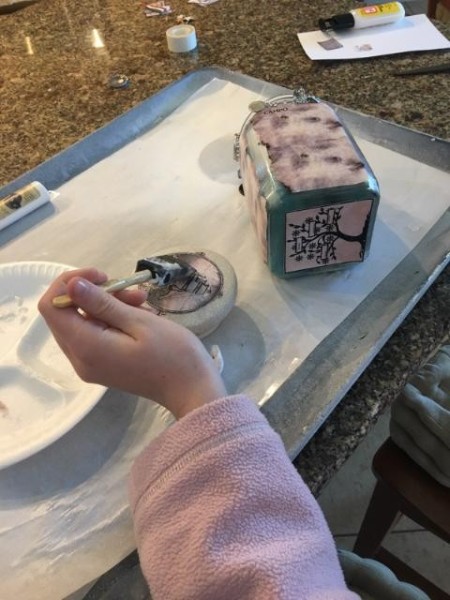 Message on a Bottle (Emigrant Ancestors) - background paper decoupaged to outside of jar