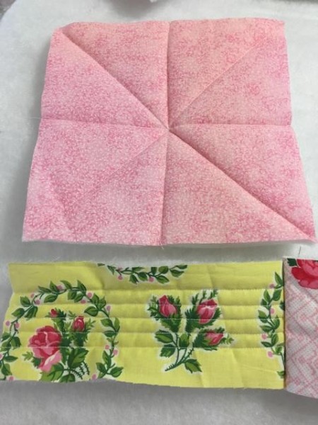 I Never Promised You a Rose Garden (Quilt) - batting stitched to squares and rectangles