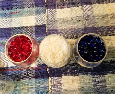 Red, White, and Blue Decor - looking down on the filled goblets