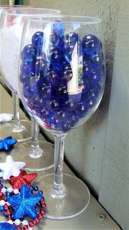 Red, White, and Blue Decor - blue marbles in third