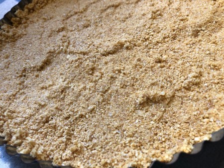 cracker crumbs in pie pan