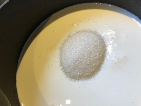 heating sugar & cream