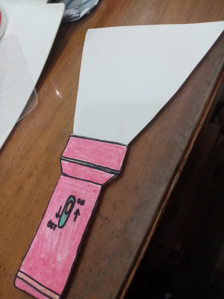 Plastic Folder Aquarium - flashlight drawn on white cardboard cut out and then color