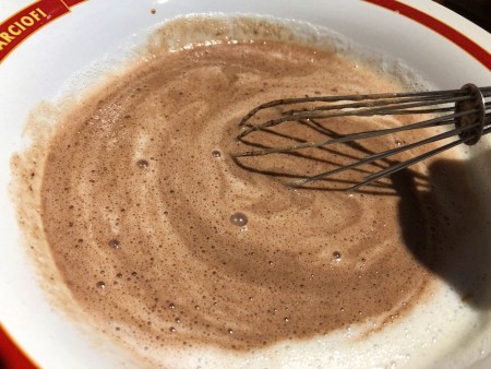 whisking ingredients