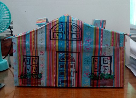 Home Shaped Money Bank - draw on details such as door and windows