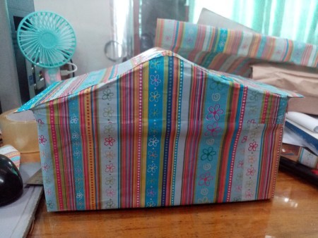 Home Shaped Money Bank - cover with wrapping paper