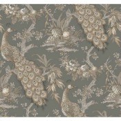 Discontinued Ronald Redding EK4222 Wallpaper - gray and tan peacock pattern