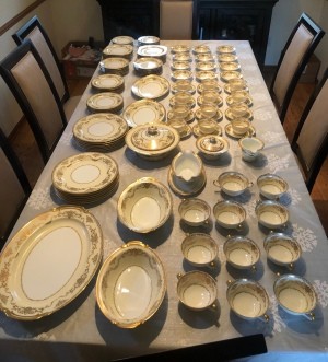 Age of Noritake Goldmount Set - china laid out on dining table