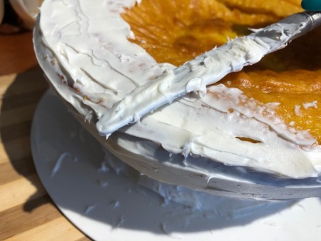 Gravity-Defying Ramen Cake - flip right side up and cover with icing or ganache