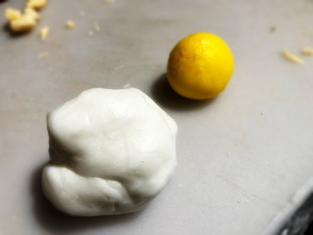 Gravity-Defying Ramen Cake - preparing fondant to make boiled eggs