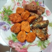 Fried Sardines & Sausage on plate