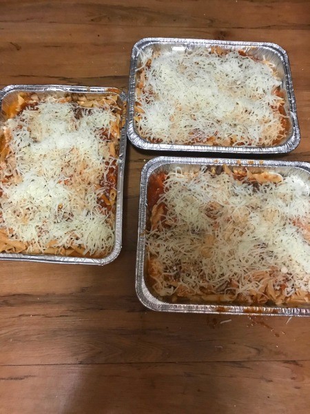 ziti pans ready to bake