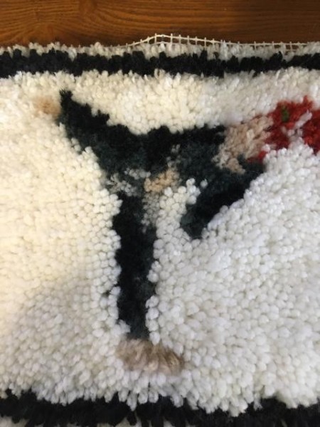 Latch Hook Rug Project Pillow - trimmed project from the front