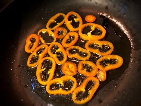Peppers in pan