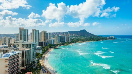 A view of Waikiki Beach, Oahu, Hawaii.