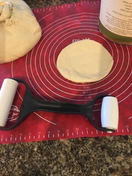 circle of dough rolled out