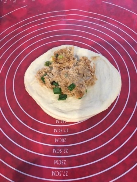 filling on roll of dough