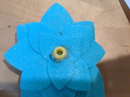 Felt Flower Wand - felt flower with a bead in the center