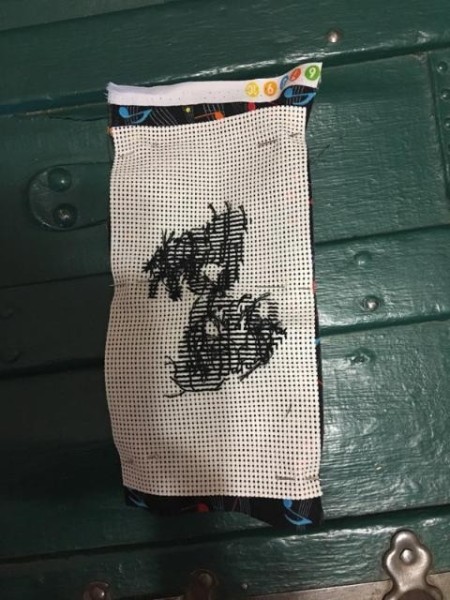 Personalized Cross Stitch Bookmark - backing sewn on