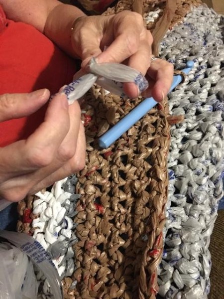 DIY Crochet Plarn Sleeping Mats - adding more plarn