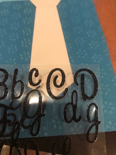#1 Dad Father's Day Card - front of card with stick on letter sheet