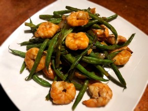 Chinese Shrimp and Green Beans on plate