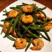 Chinese Shrimp and Green Beans on plate