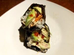 Spicy Tuna Avocado Rolls on plate