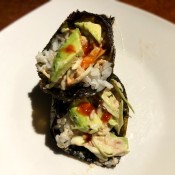 Spicy Tuna Avocado Rolls on plate