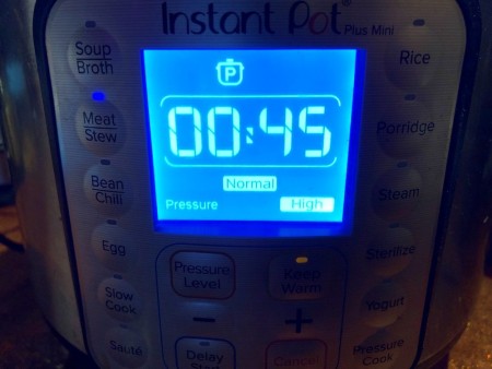 minutes on Instant Pot display