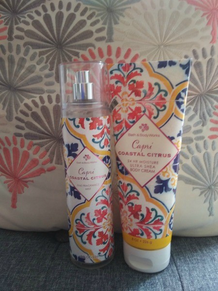 A perfume bottle and matching body lotion.