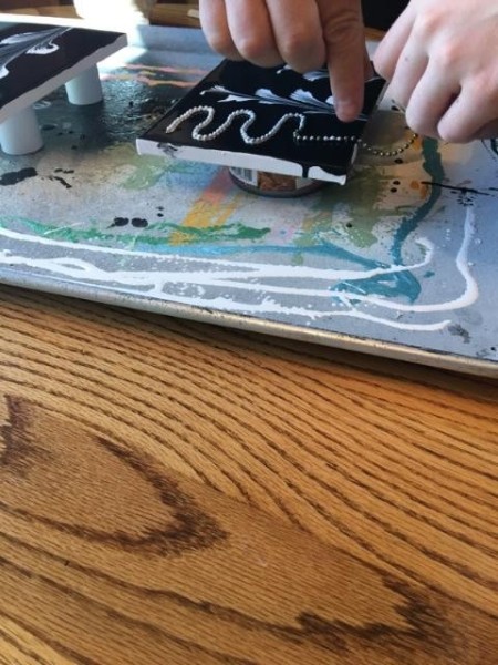 Go With the Flow Painting - arranging chain on canvas for last pattern