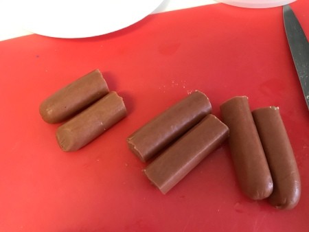 cut hot dogs