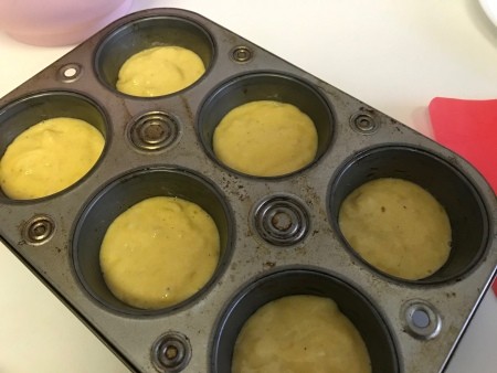 muffin batter in tins